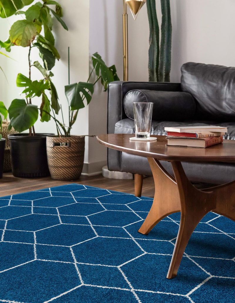 Lattice Garden Collection Area Rug - Arborville (Navy Blue) Rectangle Navy Blue lifestyle 7