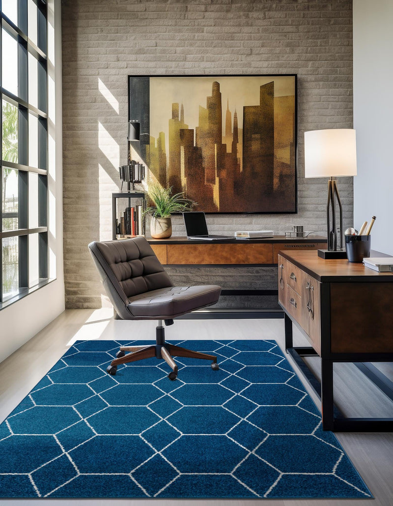 Lattice Garden Collection Area Rug - Arborville (Navy Blue) Rectangle Navy Blue lifestyle 15