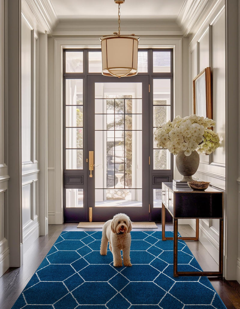 Lattice Garden Collection Area Rug - Arborville (Navy Blue) Rectangle Navy Blue lifestyle 19