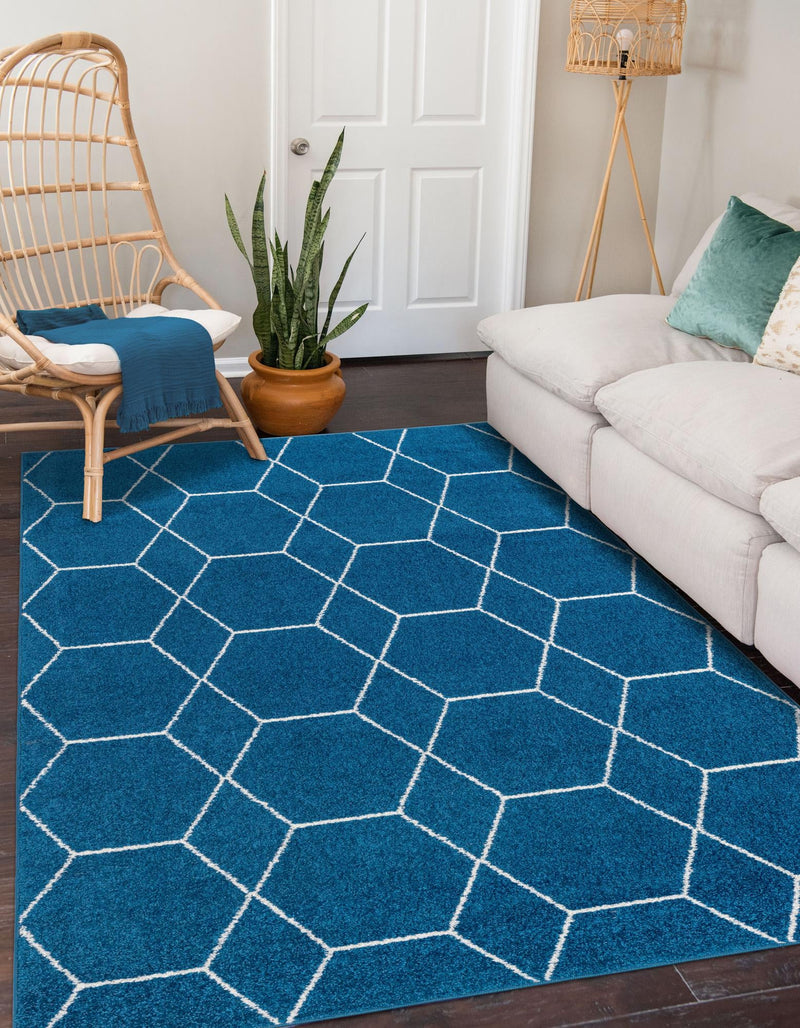 Lattice Garden Collection Area Rug - Arborville (Navy Blue) Rectangle Navy Blue lifestyle 35
