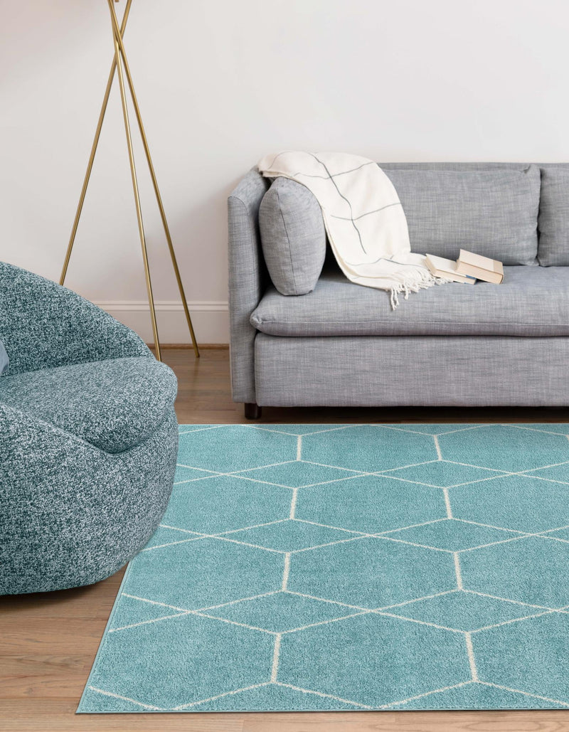Lattice Garden Collection Area Rug - Arborville (Light Blue) Rectangle Light Blue lifestyle 4