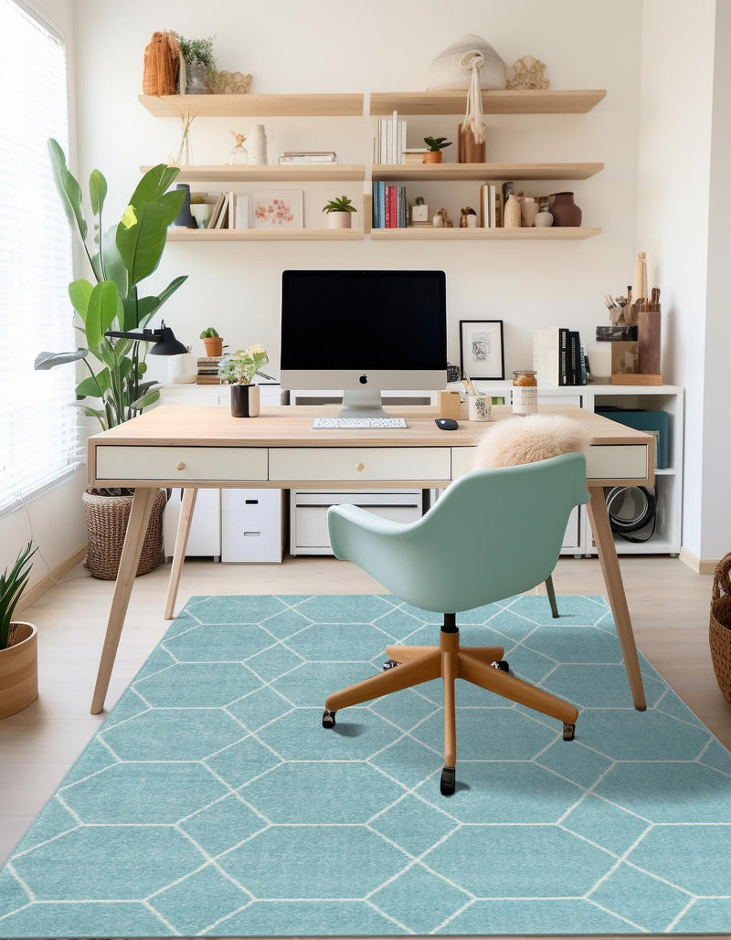 Lattice Garden Collection Area Rug - Arborville (Light Blue) Rectangle Light Blue lifestyle 7