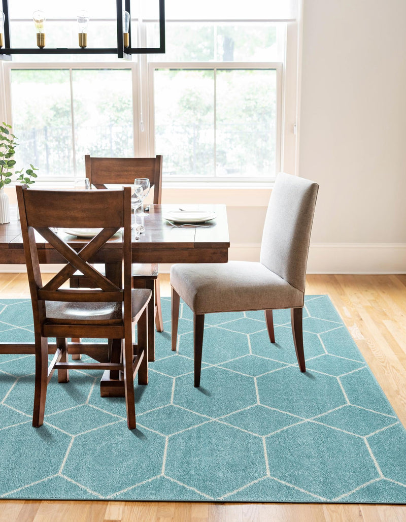 Lattice Garden Collection Area Rug - Arborville (Light Blue) Rectangle Light Blue lifestyle 12