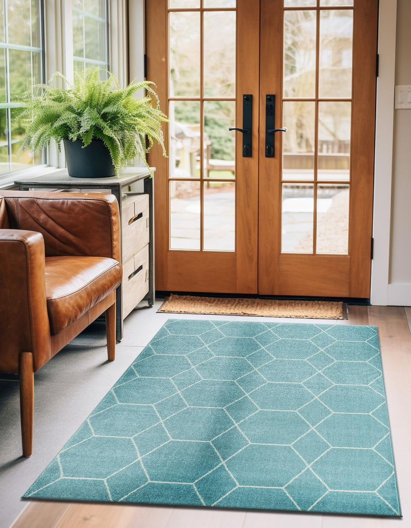 Lattice Garden Collection Area Rug - Arborville (Light Blue) Rectangle Light Blue lifestyle 22