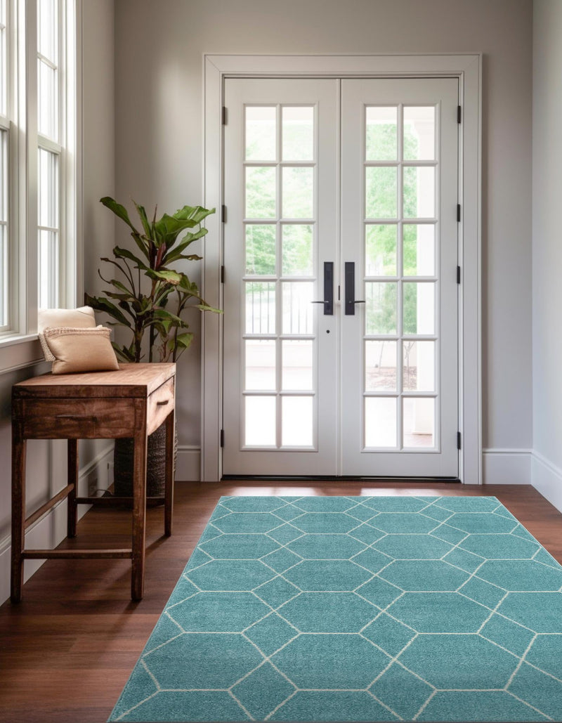 Lattice Garden Collection Area Rug - Arborville (Light Blue) Rectangle Light Blue lifestyle 27