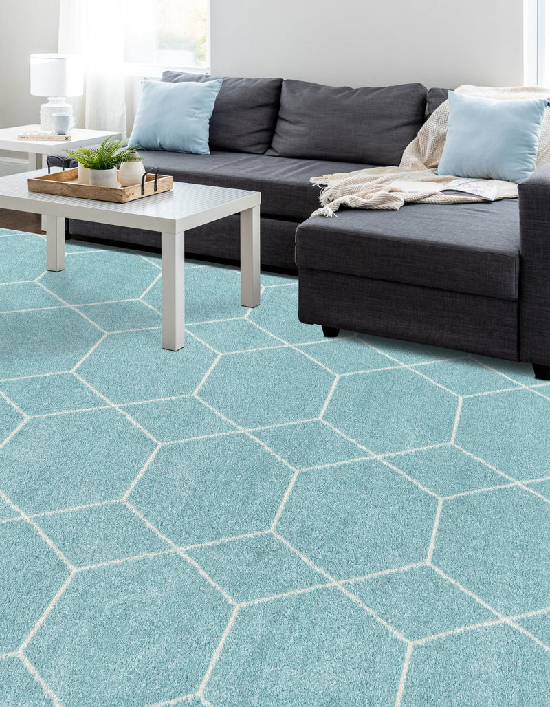 Lattice Garden Collection Area Rug - Arborville (Light Blue) Rectangle Light Blue lifestyle 42