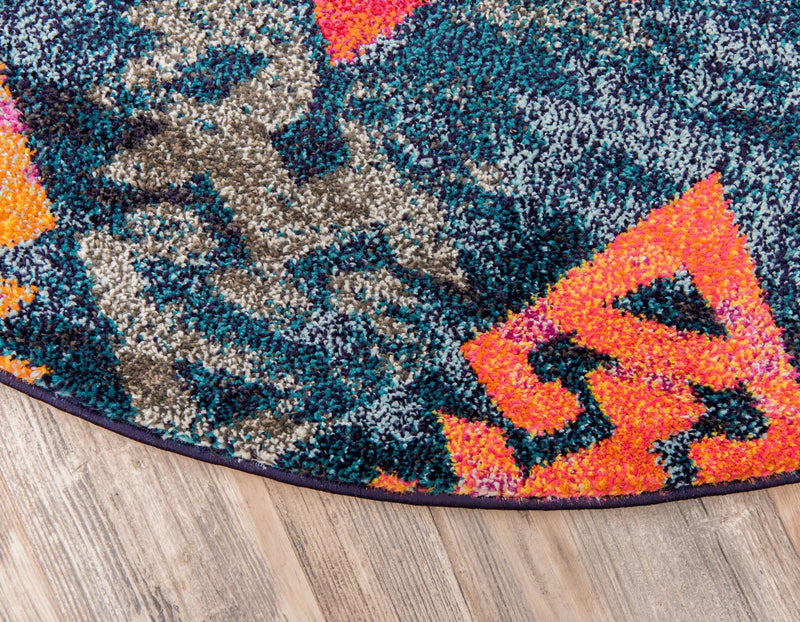 Sedona Vista Collection Area Rug - Hopi Round Navy Blue lifestyle 64