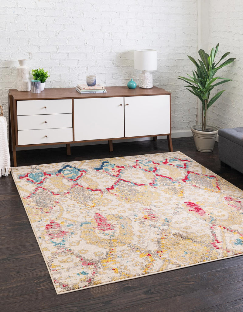 Sedona Vista Collection Area Rug - Manzanita Square Beige lifestyle 17