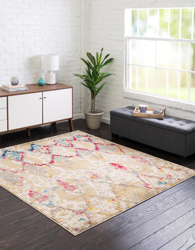 Sedona Vista Collection Area Rug - Manzanita Square Beige lifestyle 23