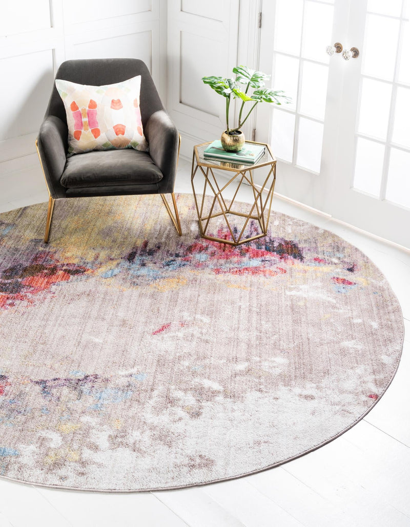 Urban Hub Collection Area Rug - Boulevard Round Multi lifestyle 14