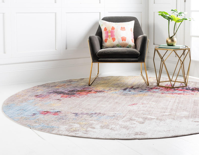 Urban Hub Collection Area Rug - Boulevard Round Multi lifestyle 16