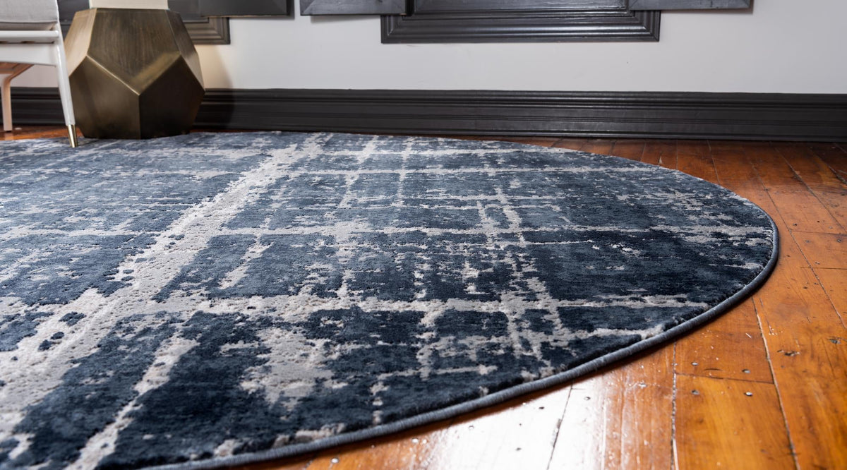 Metro Heights Collection Area Rug - Flatiron Round Navy Blue lifestyle 55