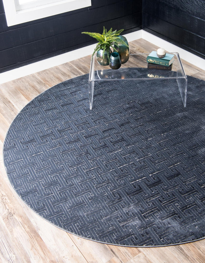 Metro Heights Collection Area Rug - Hamilton Round Navy Blue lifestyle 37
