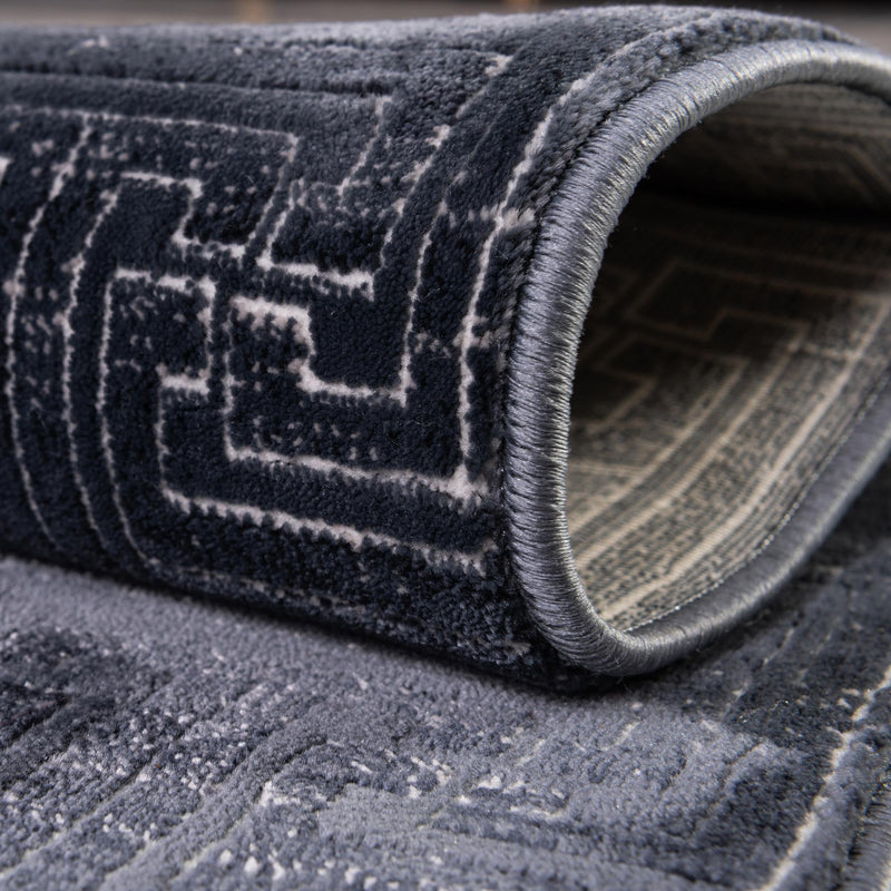 Metro Heights Collection Area Rug - Hamilton Round Navy Blue lifestyle 46