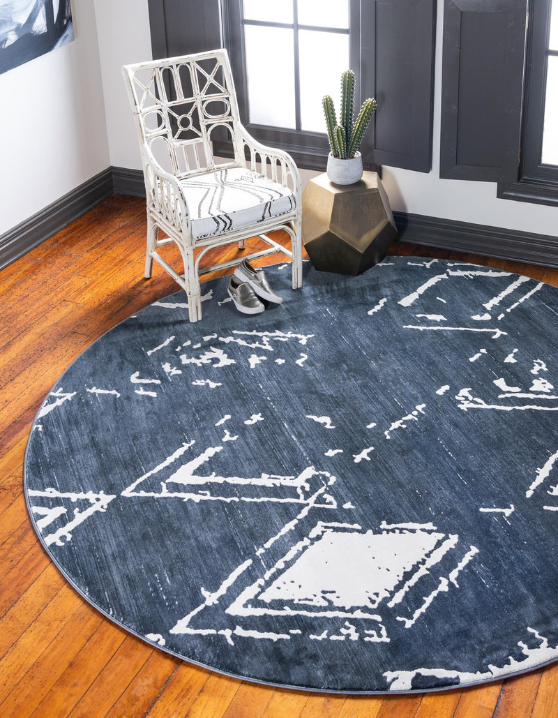 Metro Heights Collection Area Rug - Madison Round Navy Blue lifestyle 48