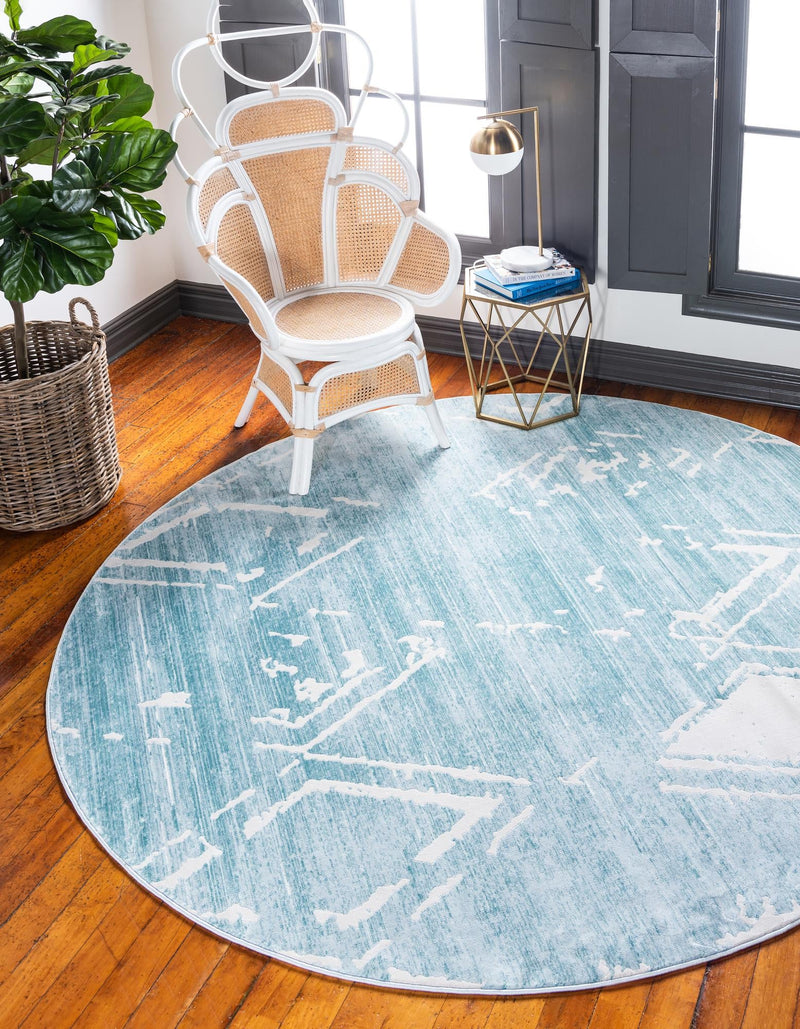 Metro Heights Collection Area Rug - Madison Round Turquoise lifestyle 63