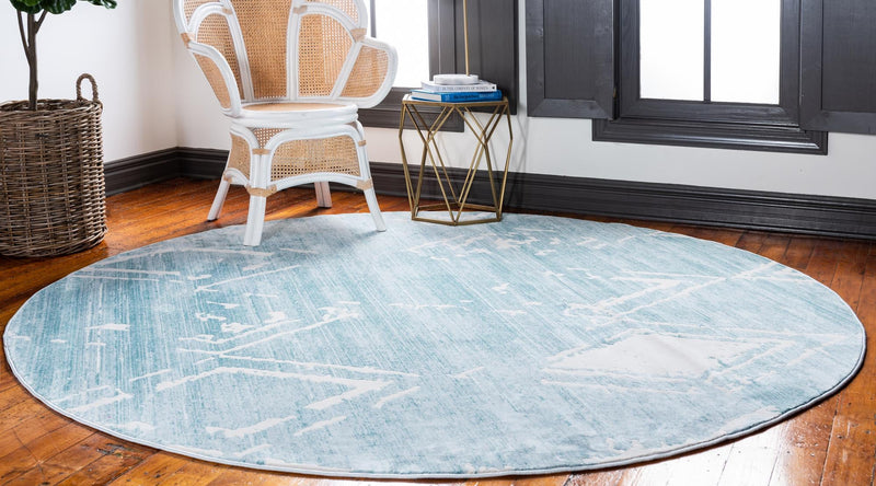 Metro Heights Collection Area Rug - Madison Round Turquoise lifestyle 77