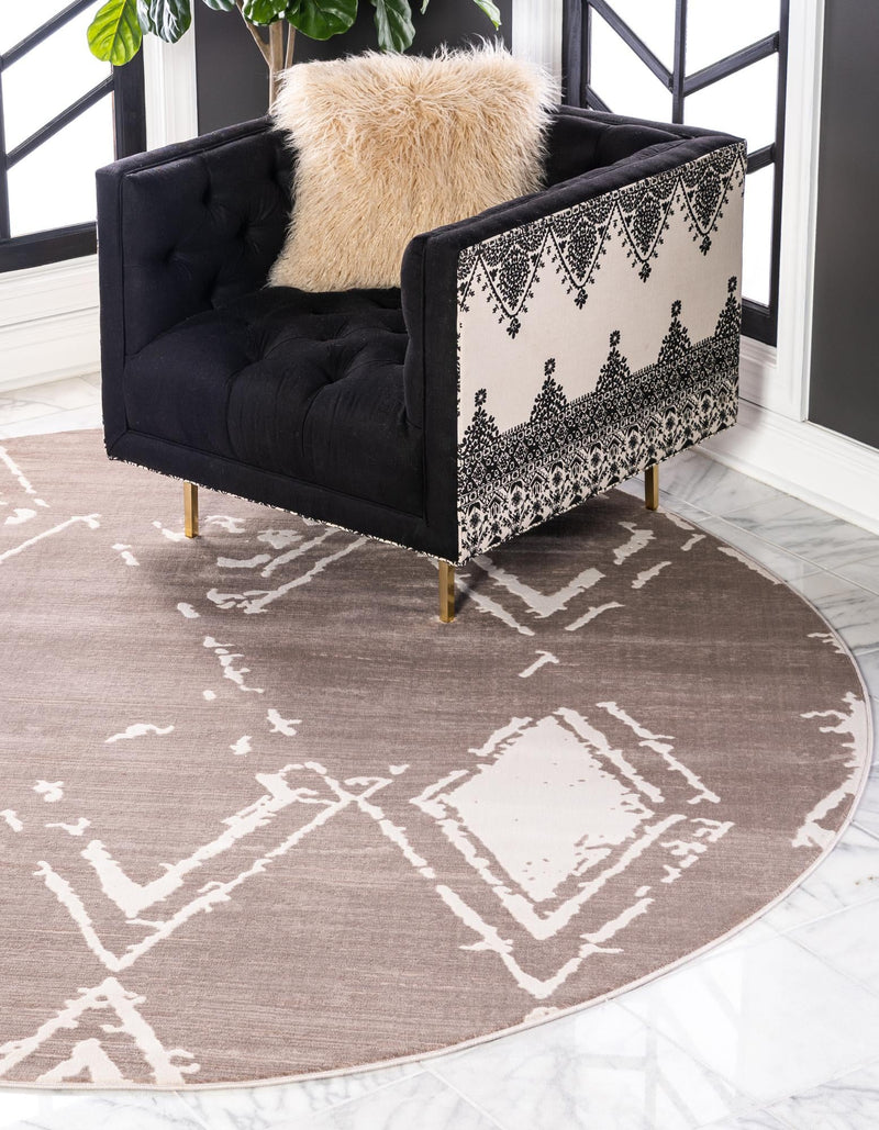 Metro Heights Collection Area Rug - Madison Round Light Brown lifestyle 46