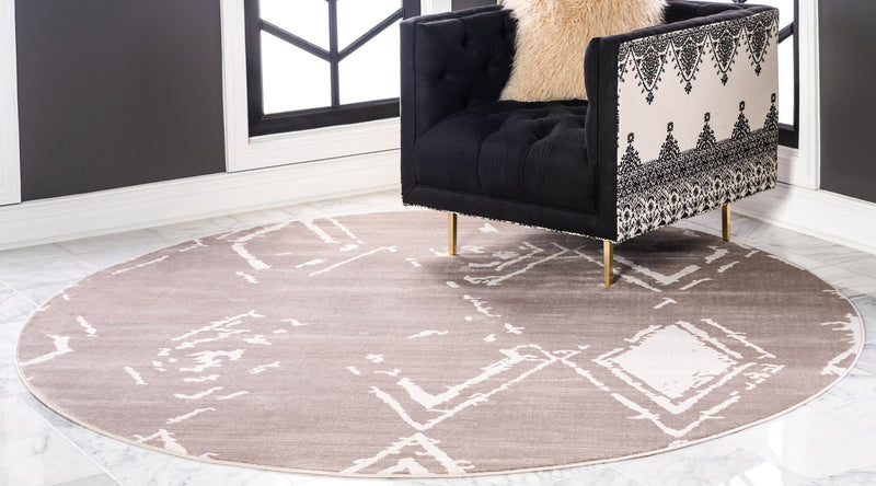 Metro Heights Collection Area Rug - Madison Round Light Brown lifestyle 53