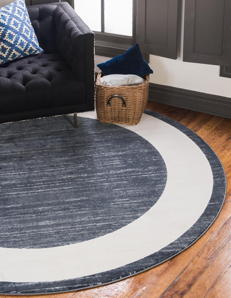 Metro Heights Collection Area Rug - Park Round Navy Blue lifestyle 66