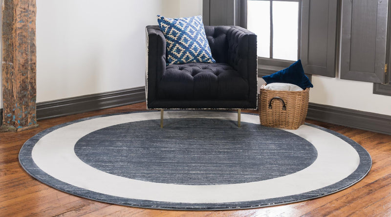 Metro Heights Collection Area Rug - Park Round Navy Blue lifestyle 75