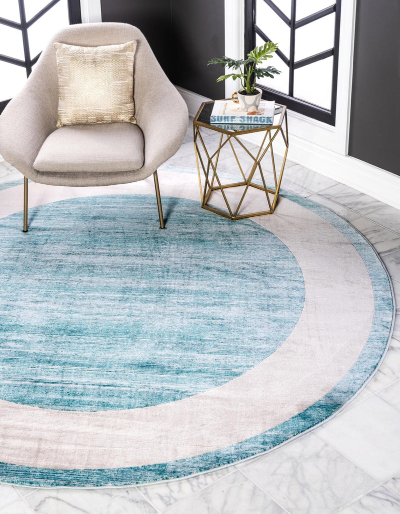 Metro Heights Collection Area Rug - Park Round Turquoise lifestyle 70