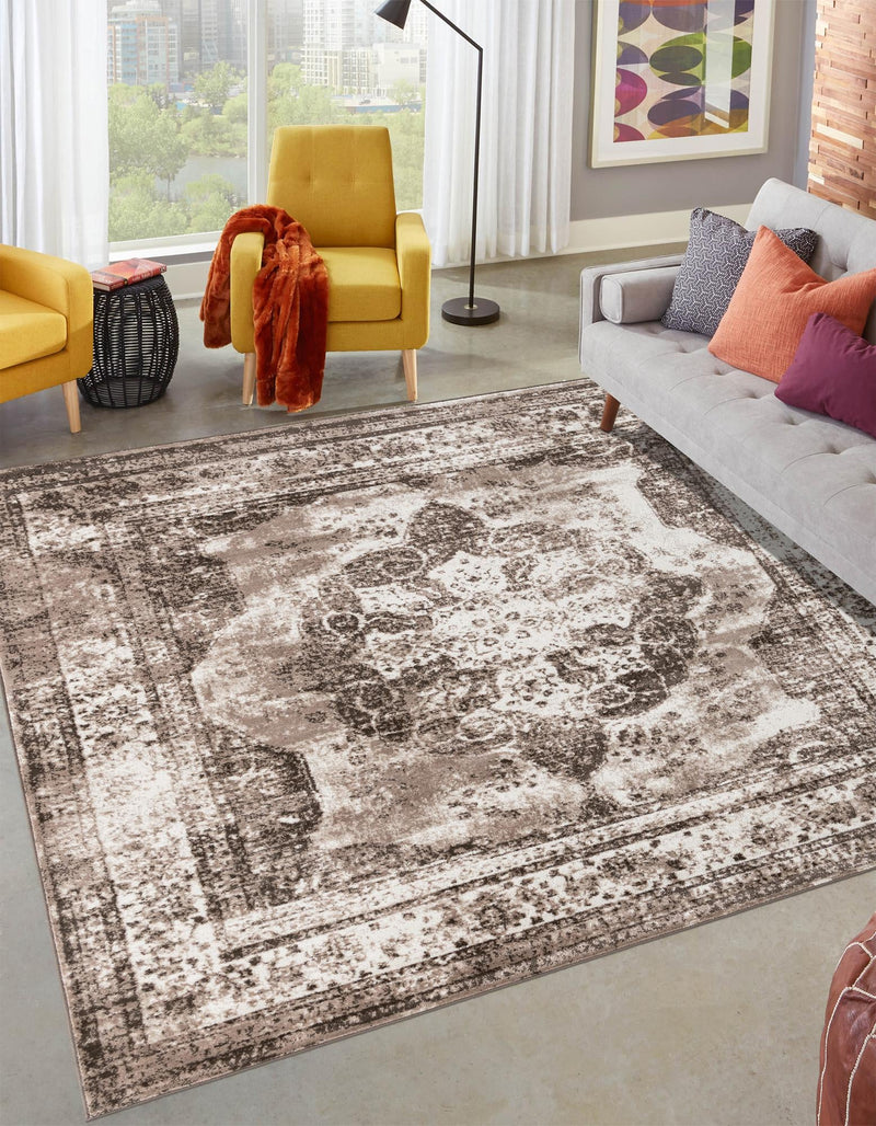 Riviera Elegance Collection Area Rug - Menton (Light Brown) Square Light Brown lifestyle 0
