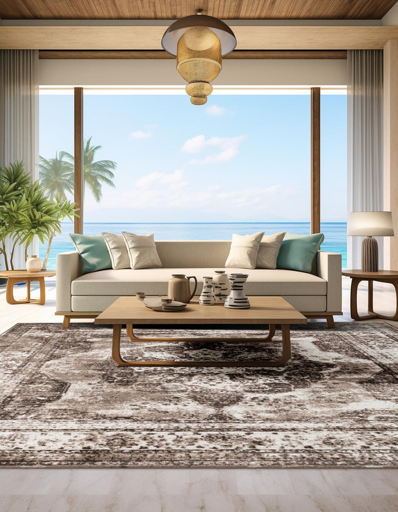 Riviera Elegance Collection Area Rug - Menton (Light Brown) Square Light Brown lifestyle 10