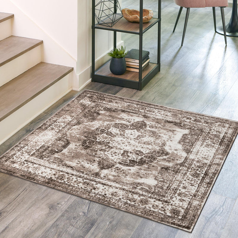 Riviera Elegance Collection Area Rug - Menton (Light Brown) Square Light Brown lifestyle 53