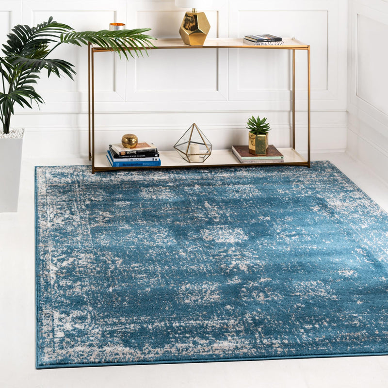 Riviera Elegance Collection Area Rug - Antibes (Blue) Square Blue lifestyle 0