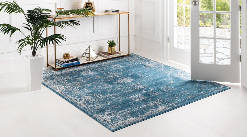 Riviera Elegance Collection Area Rug - Antibes (Blue) Square Blue lifestyle 2