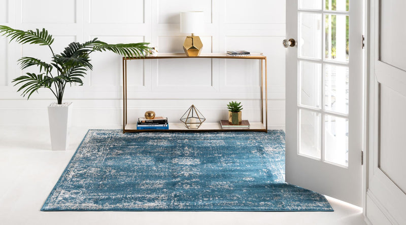 Riviera Elegance Collection Area Rug - Antibes (Blue) Square Blue lifestyle 3