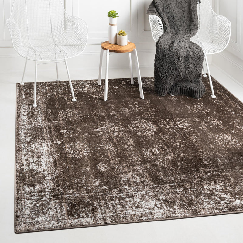 Riviera Elegance Collection Area Rug - Antibes (Brown) Square Brown lifestyle 0