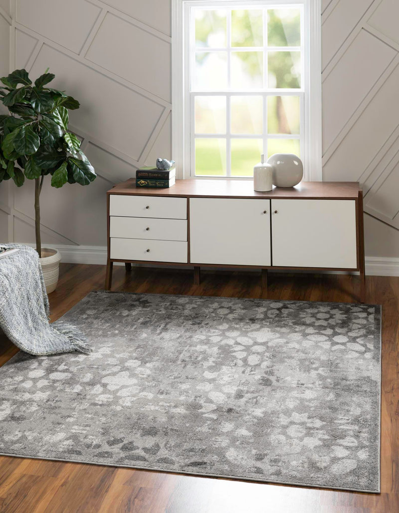 Riviera Elegance Collection Area Rug - Vence Square Dark Gray lifestyle 0
