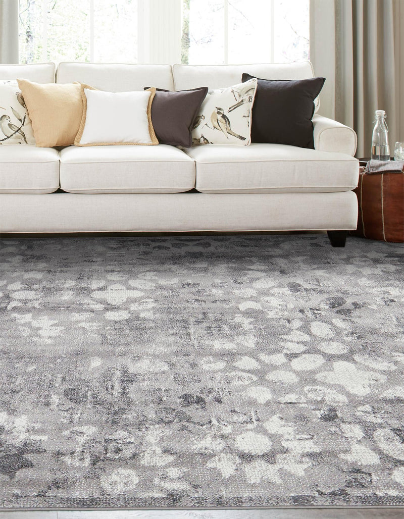 Riviera Elegance Collection Area Rug - Vence Square Dark Gray lifestyle 3