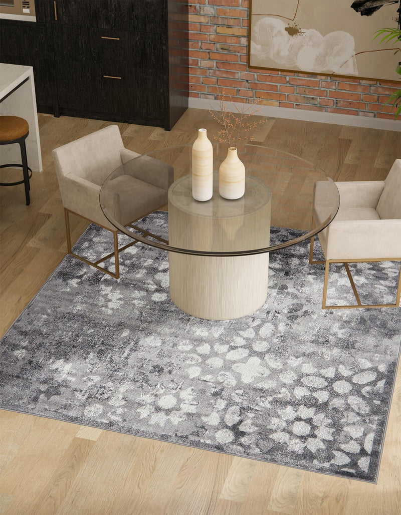 Riviera Elegance Collection Area Rug - Vence Square Dark Gray lifestyle 7