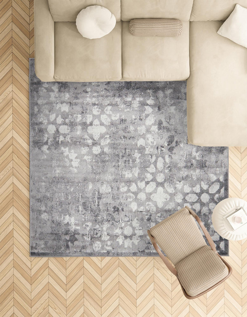 Riviera Elegance Collection Area Rug - Vence Square Dark Gray lifestyle 19
