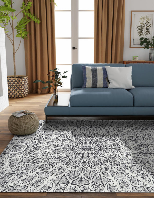 Riviera Elegance Collection Area Rug - Eze Square Dark Gray lifestyle 109