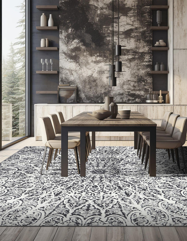Riviera Elegance Collection Area Rug - Eze Square Dark Gray lifestyle 132