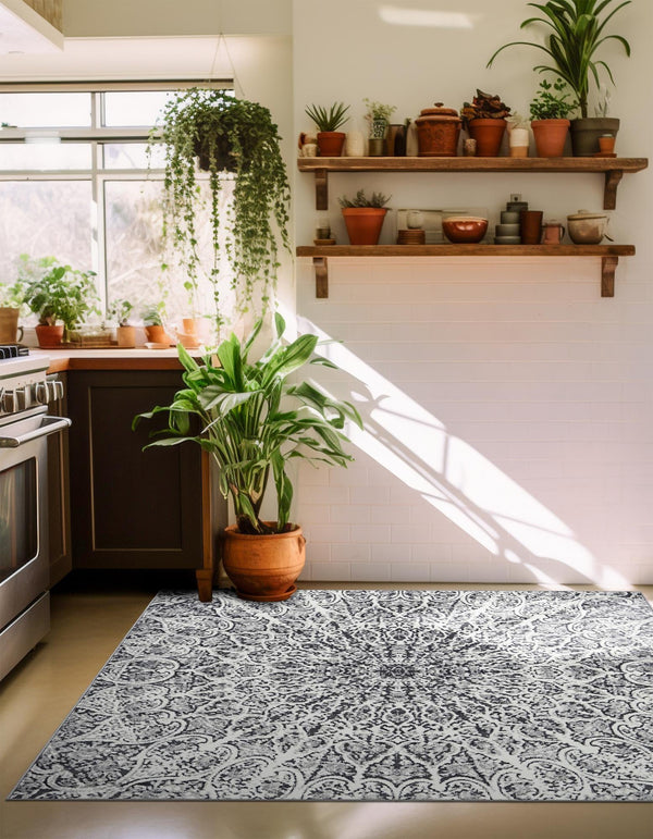 Riviera Elegance Collection Area Rug - Eze Square Dark Gray lifestyle 179