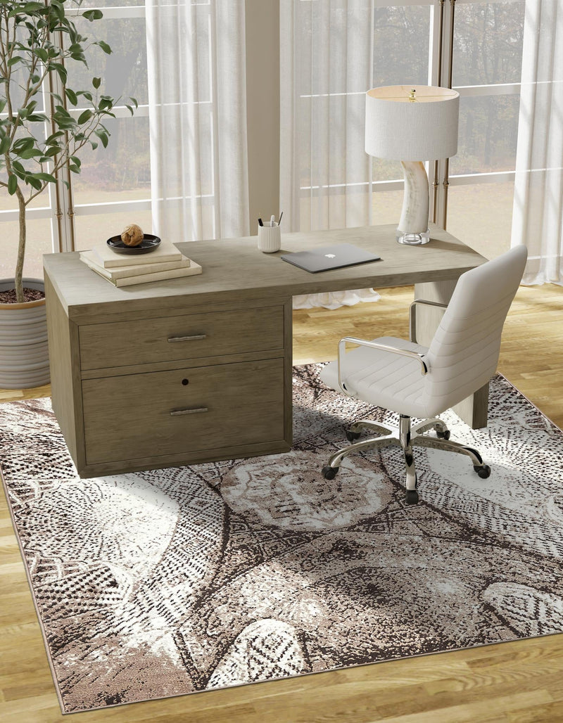 Riviera Elegance Collection Area Rug - Nice Square Brown lifestyle 88