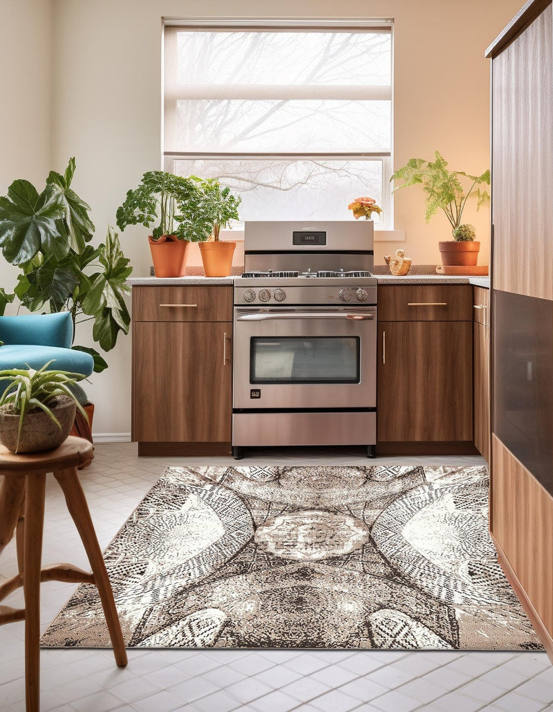 Riviera Elegance Collection Area Rug - Nice Square Brown lifestyle 109