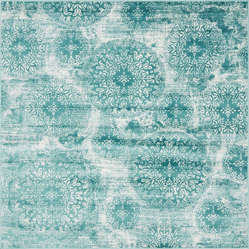 Riviera Elegance Collection Area Rug - Monaco (Turquoise) Square Turquoise Main