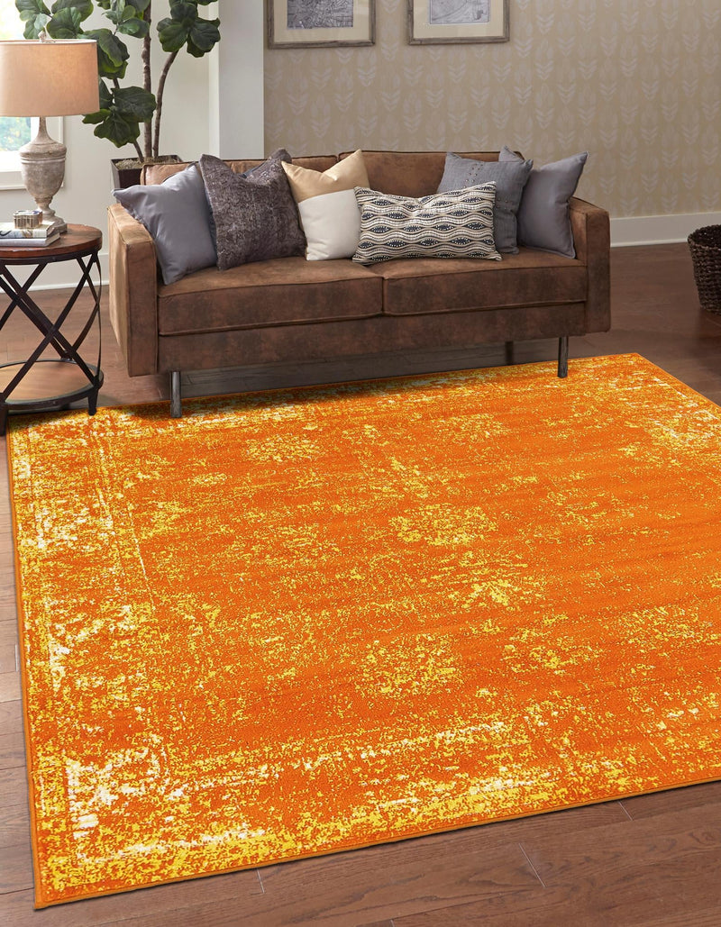 Riviera Elegance Collection Area Rug - Antibes (Orange) Square Orange lifestyle 0