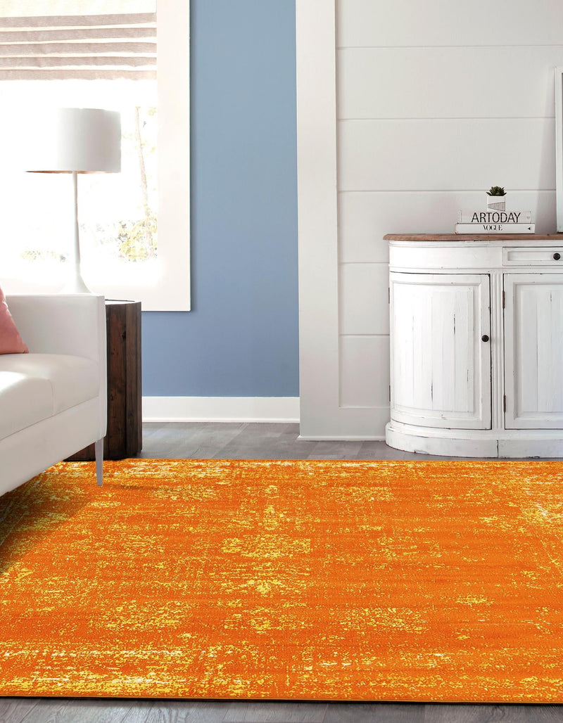 Riviera Elegance Collection Area Rug - Antibes (Orange) Square Orange lifestyle 3