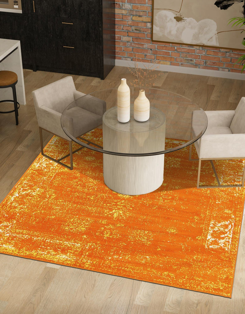 Riviera Elegance Collection Area Rug - Antibes (Orange) Square Orange lifestyle 6