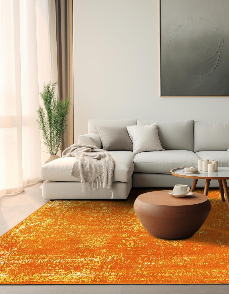 Riviera Elegance Collection Area Rug - Antibes (Orange) Square Orange lifestyle 8