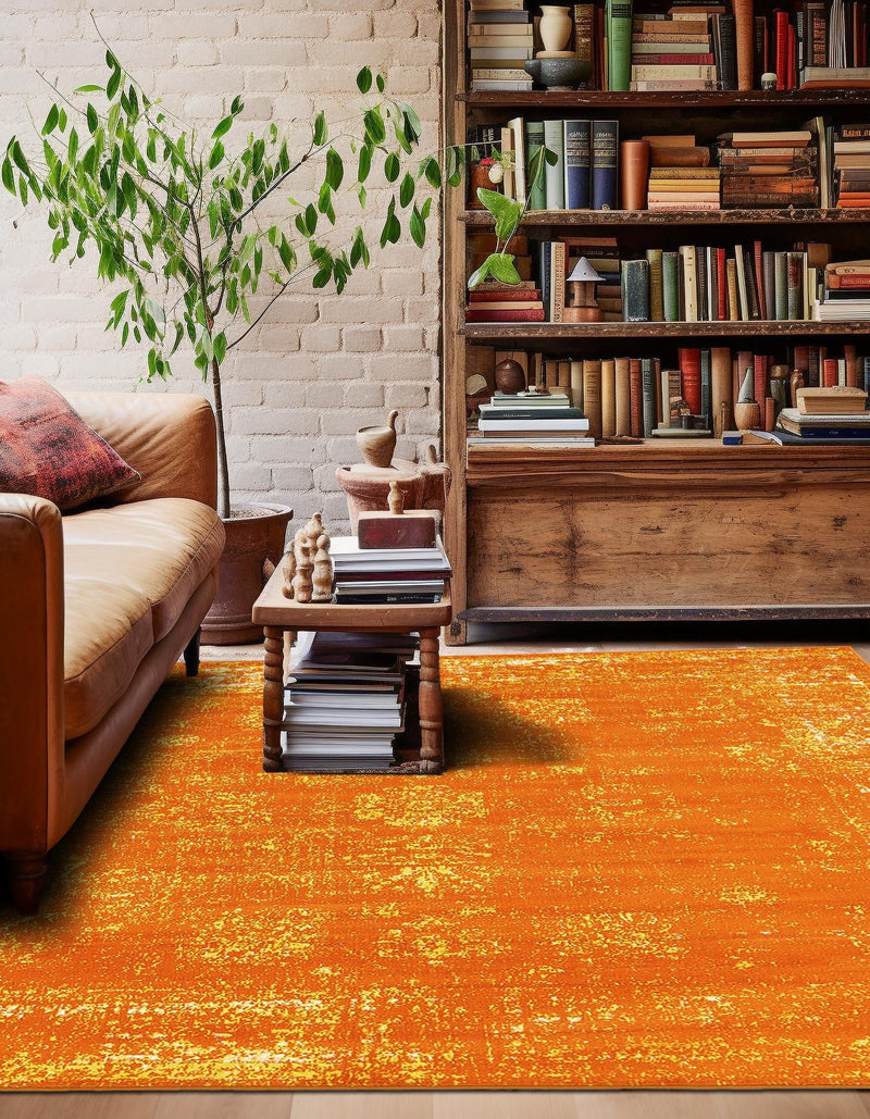Riviera Elegance Collection Area Rug - Antibes (Orange) Square Orange lifestyle 9