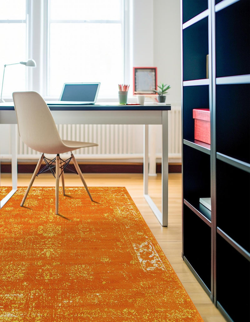 Riviera Elegance Collection Area Rug - Antibes (Orange) Square Orange lifestyle 17