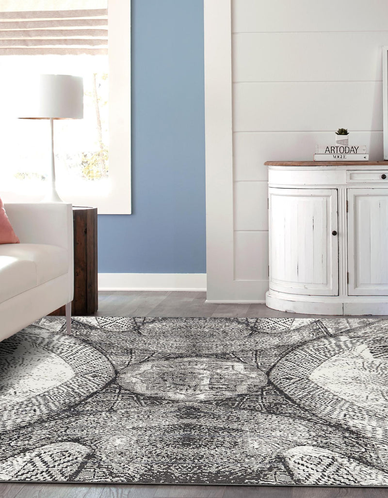 Riviera Elegance Collection Area Rug - Nice Square Dark Gray lifestyle 0